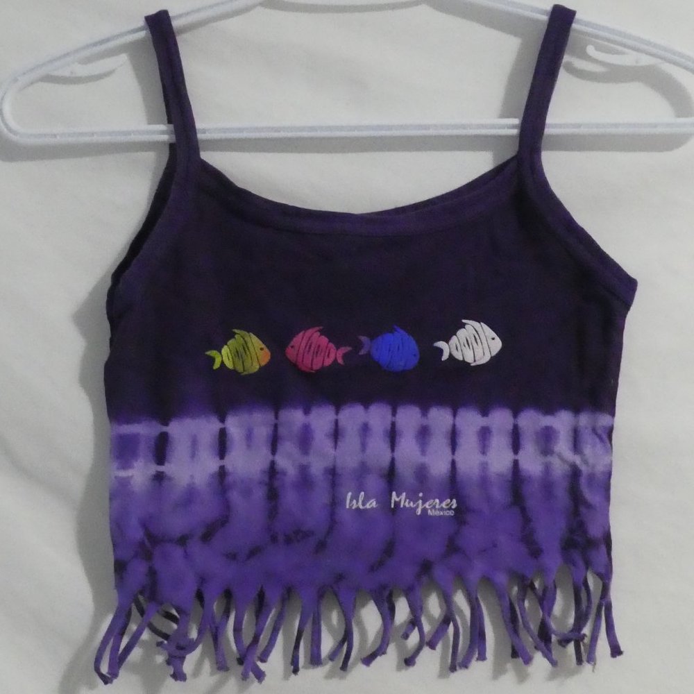 HAND-MADE NEON ART MEXICO | medium | Tie Dyed Tassled Tank Top | NWOT